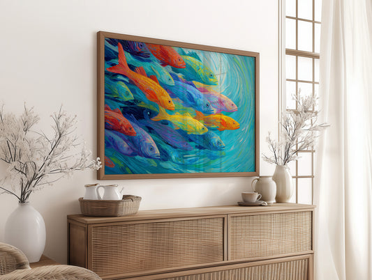 Vibrant Shoal Rides Turquoise Currents