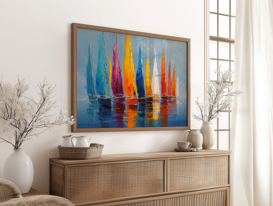 Vibrant Fleet Dances On Blue