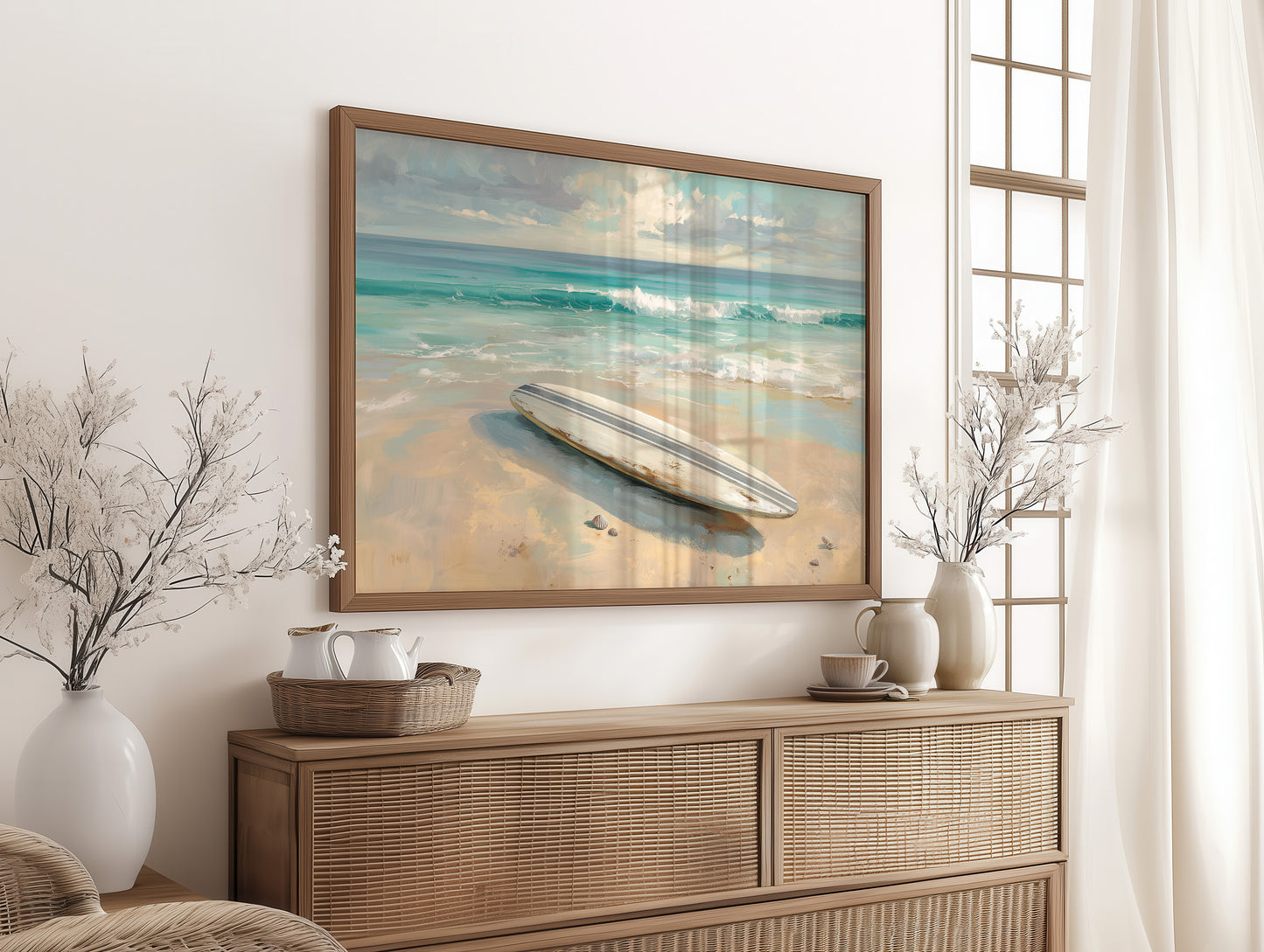 Surfboard Awaits Morning Tide