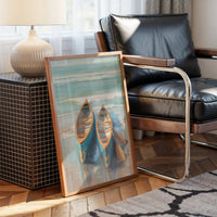 Canoes Rest On Misty Shores