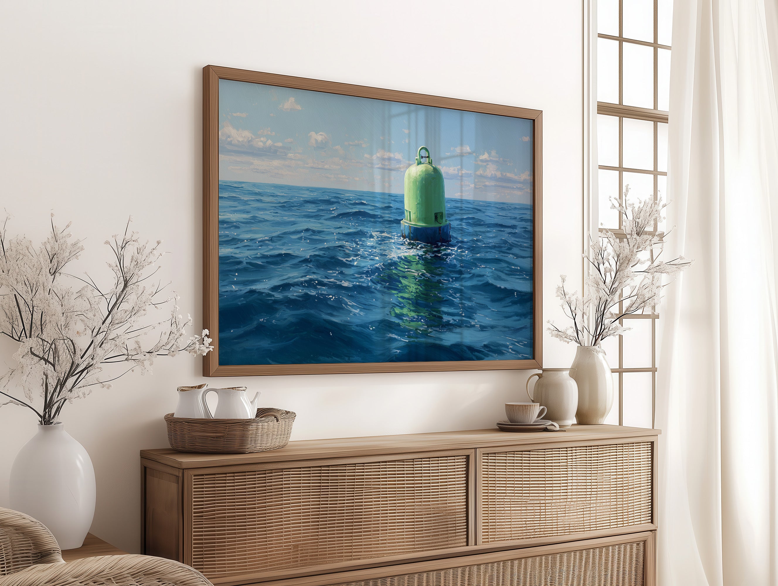 Solitary Buoy Marks Azure Depths