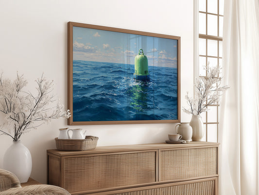 Solitary Buoy Marks Azure Depths