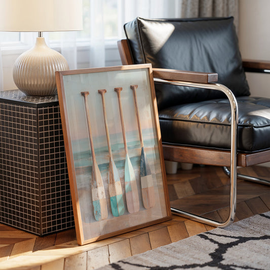 Coastal Oars Rest Between Tides