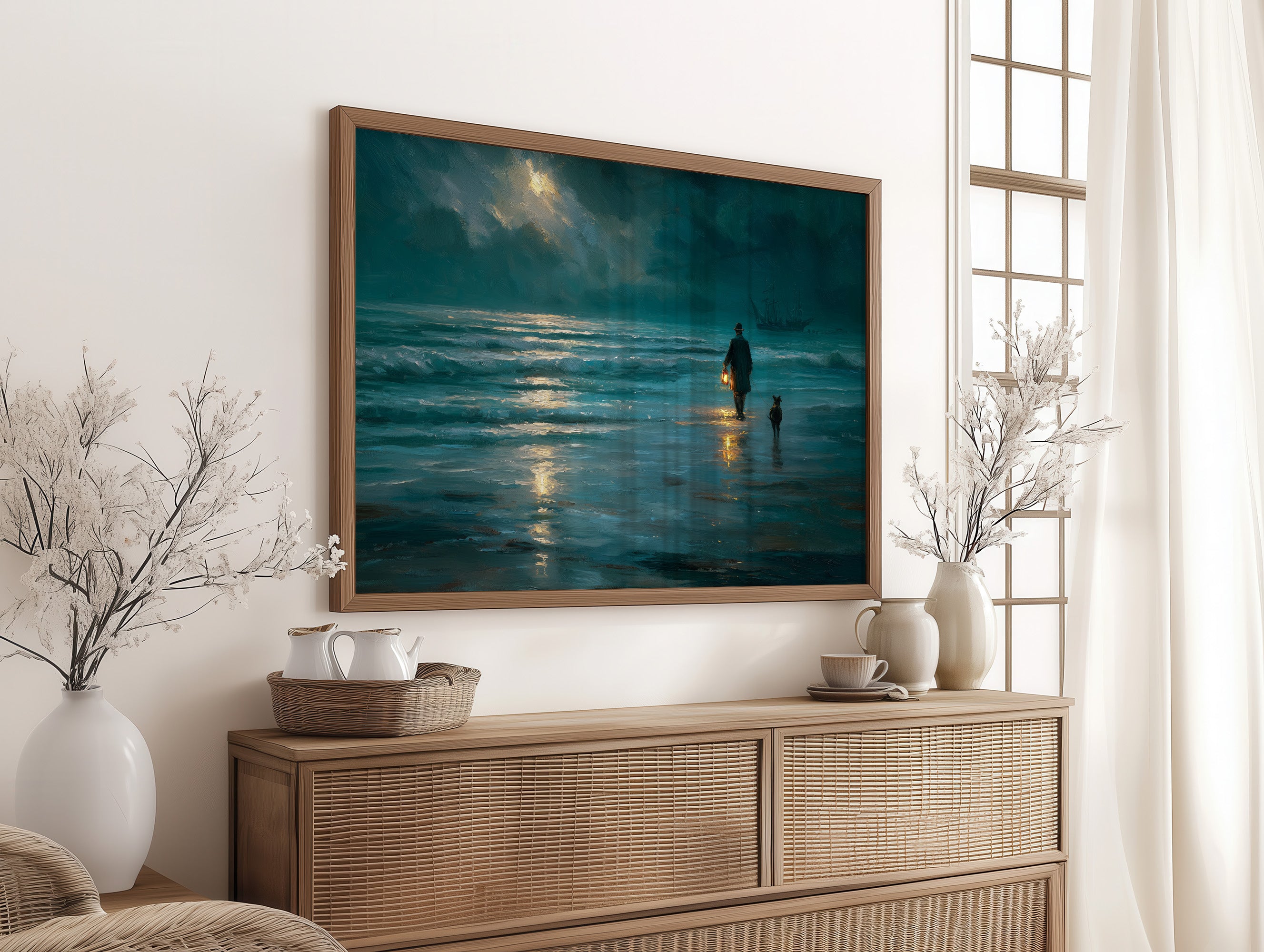 Midnight Walk Along Teal Waters