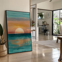 Golden Sphere Meets Teal Waters