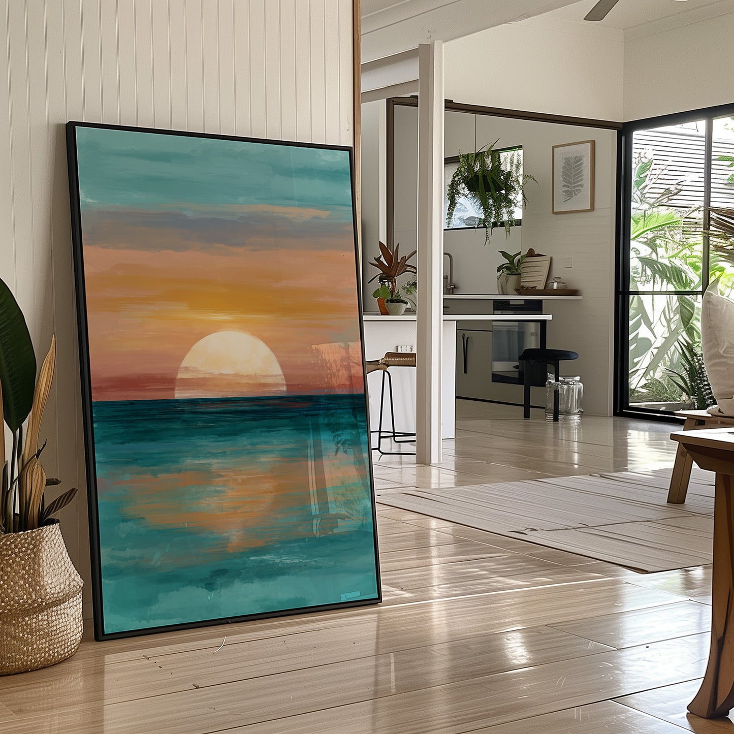 Golden Sphere Meets Teal Waters