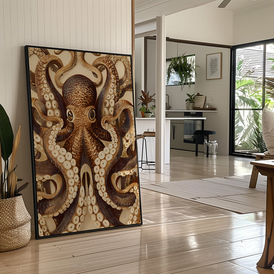 Tentacles Embrace Sepia Shadows