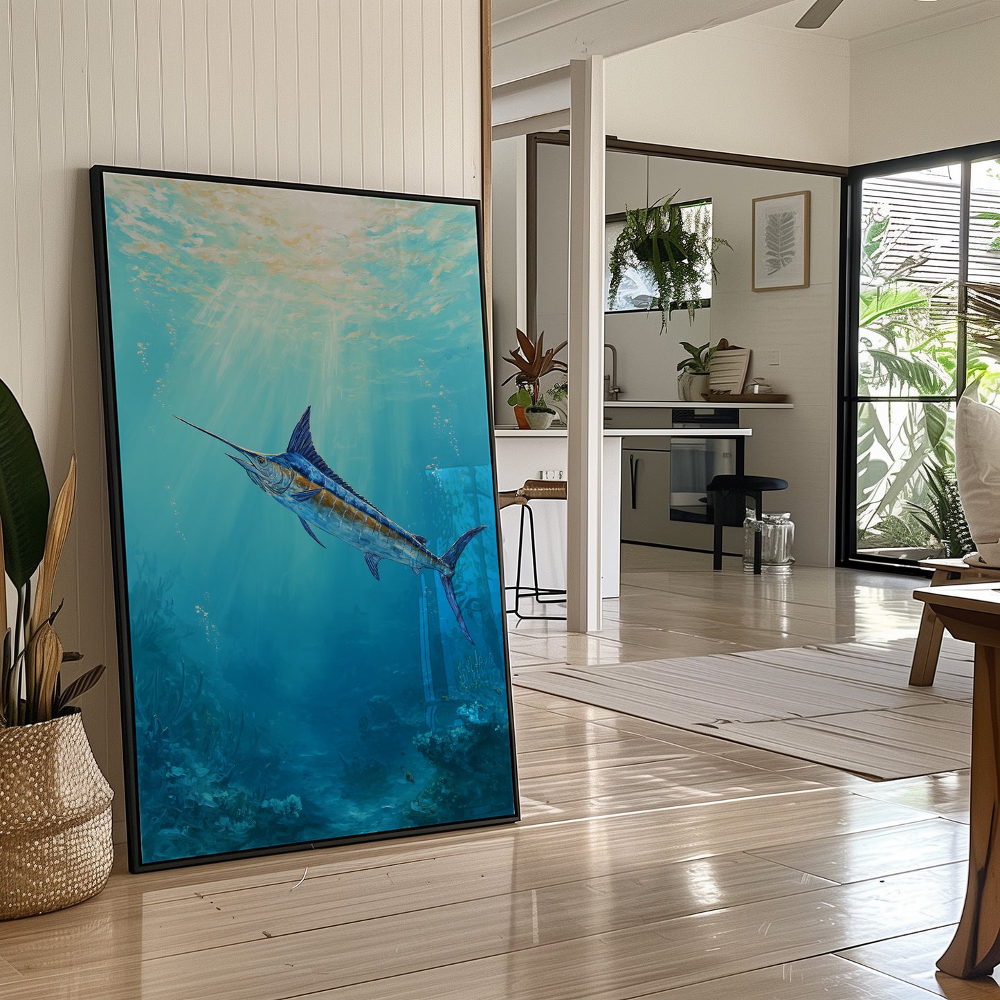 Azure Hunter Beneath Sunlit Waves