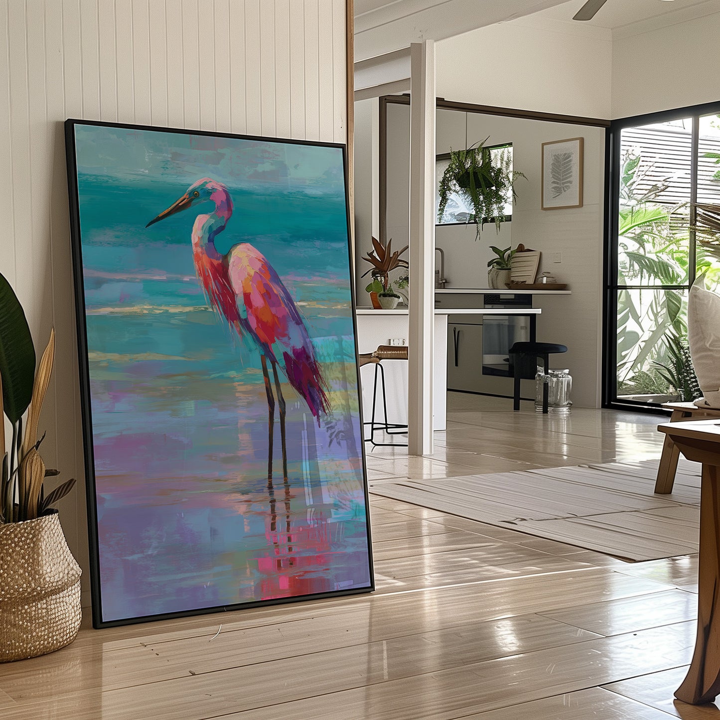 Flamingo Whispers Against Teal Tides