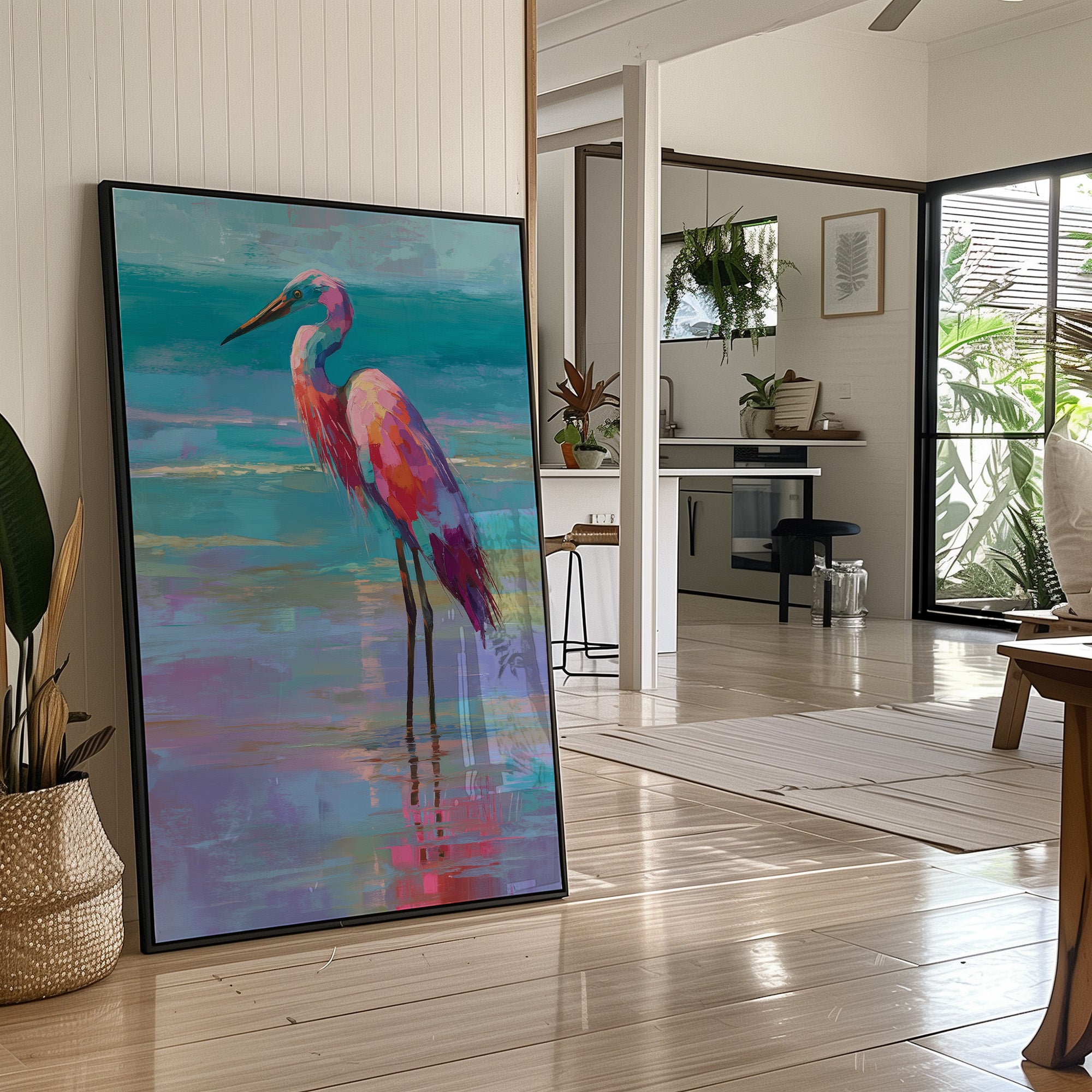 Flamingo Whispers Against Teal Tides