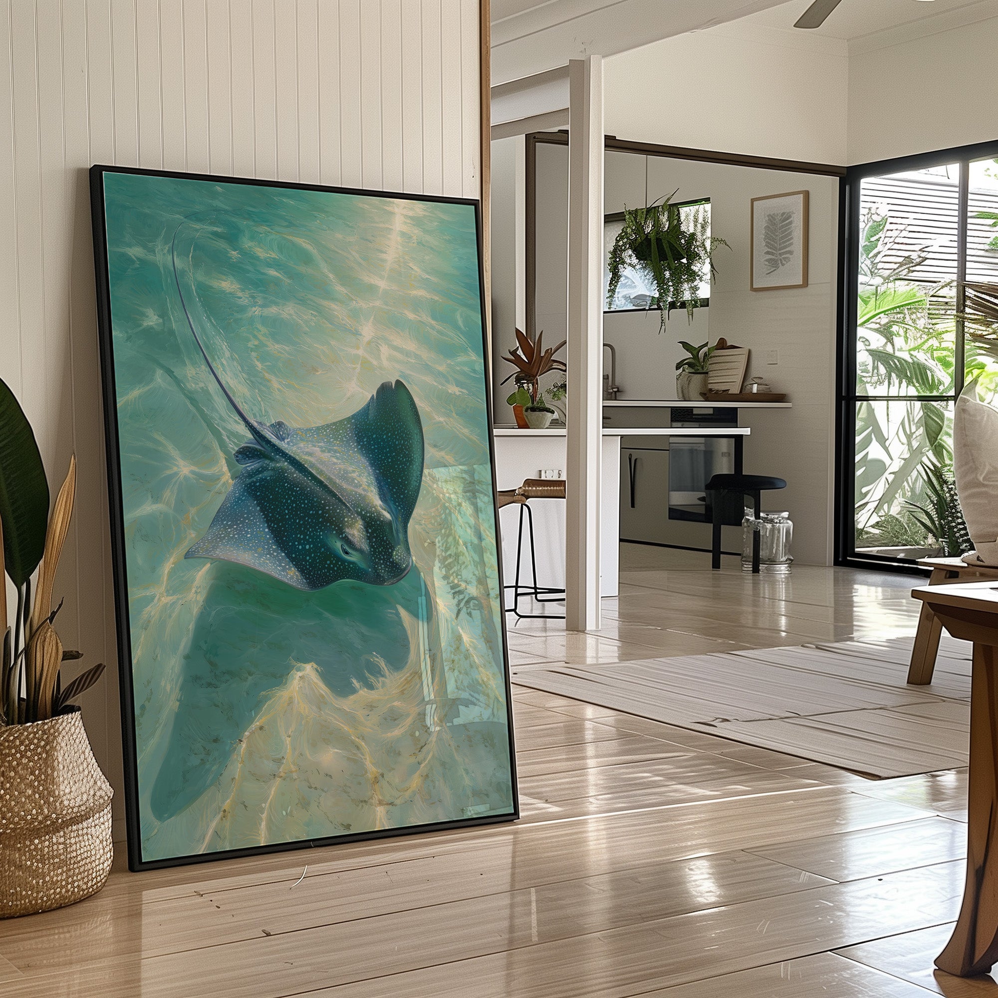 Spotted Grace Glides Through Jade Waters