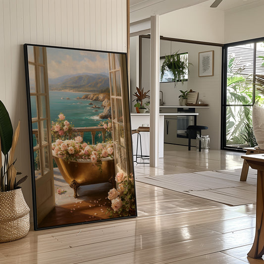 Golden Bathtub Blooms Overlooking Azure Coast