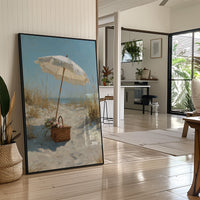 Solitary Parasol Awaits Seaside Return