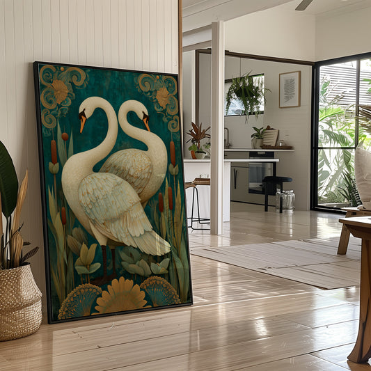 Elegant Duet Against Emerald Waters