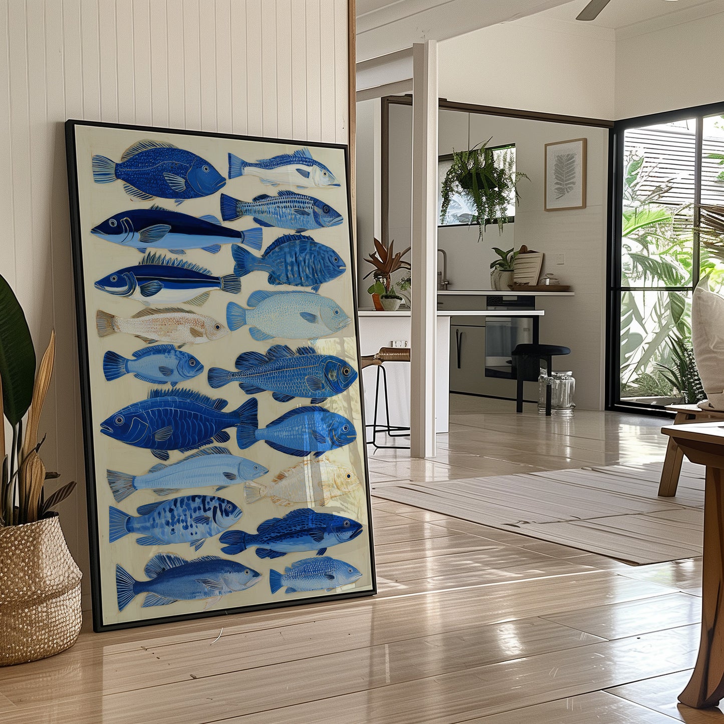 Indigo Currents Swim Against Canvas Tide