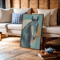 Equine Geometry: Portrait in Teal and Amber