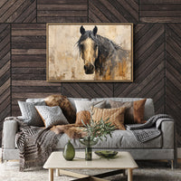 Noble Gaze Through Weathered Canvas