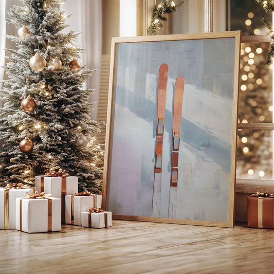 Alpine Duet: Copper Skis at Rest