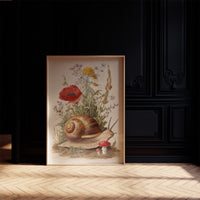 Nature's Timeless Procession: Snail Among Wildflowers