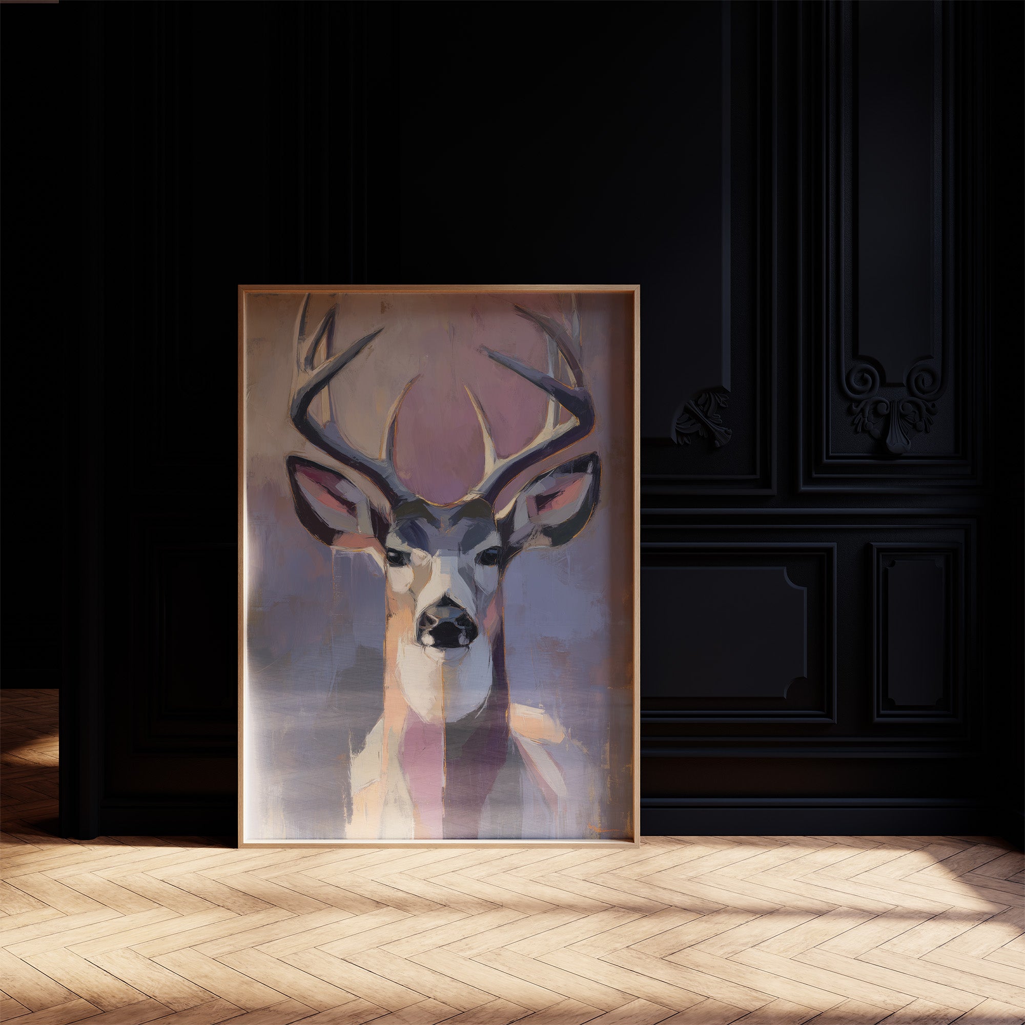 Majestic Gaze: Stag in Pastel Abstraction