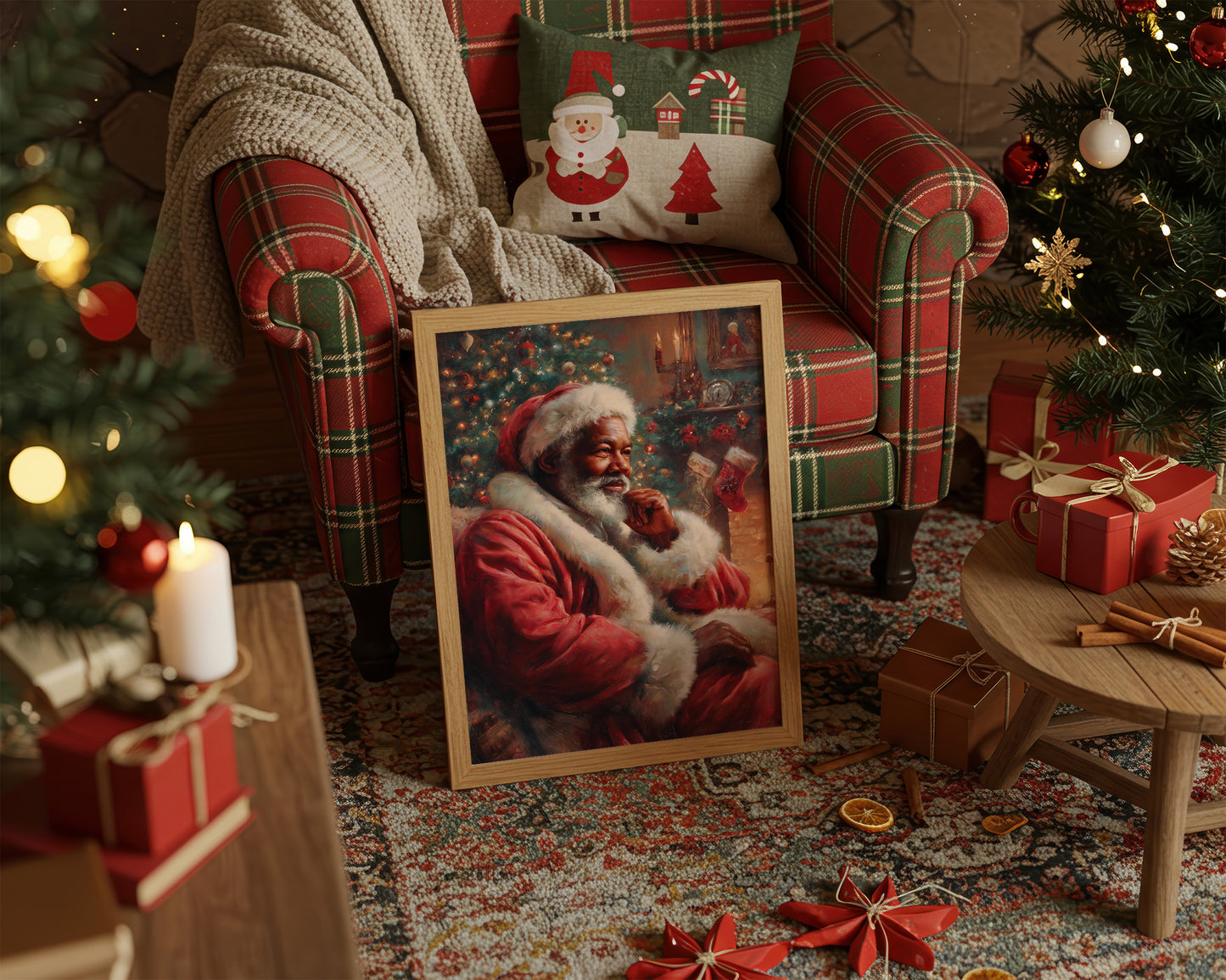 Yuletide Reflections in Crimson and Pine
