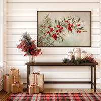 Crimson Berries on Silver Boughs