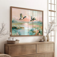 Mallards Glide Through Pastel Wetlands