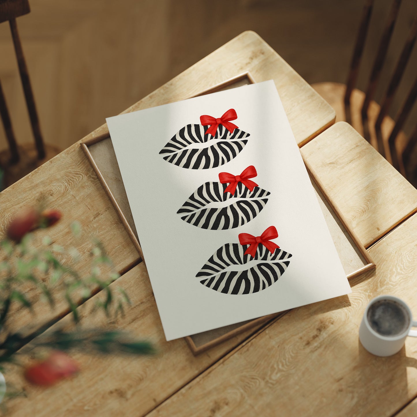 Zebra Kisses Adorned with Crimson Bows