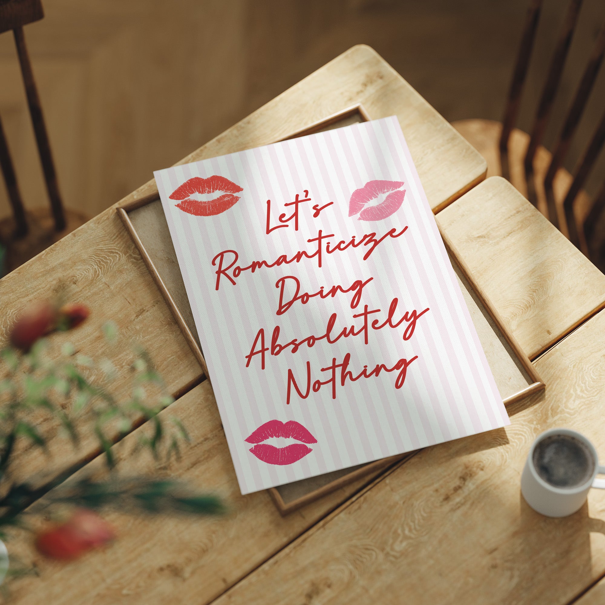 Crimson Confessions Against Pastel Stripes