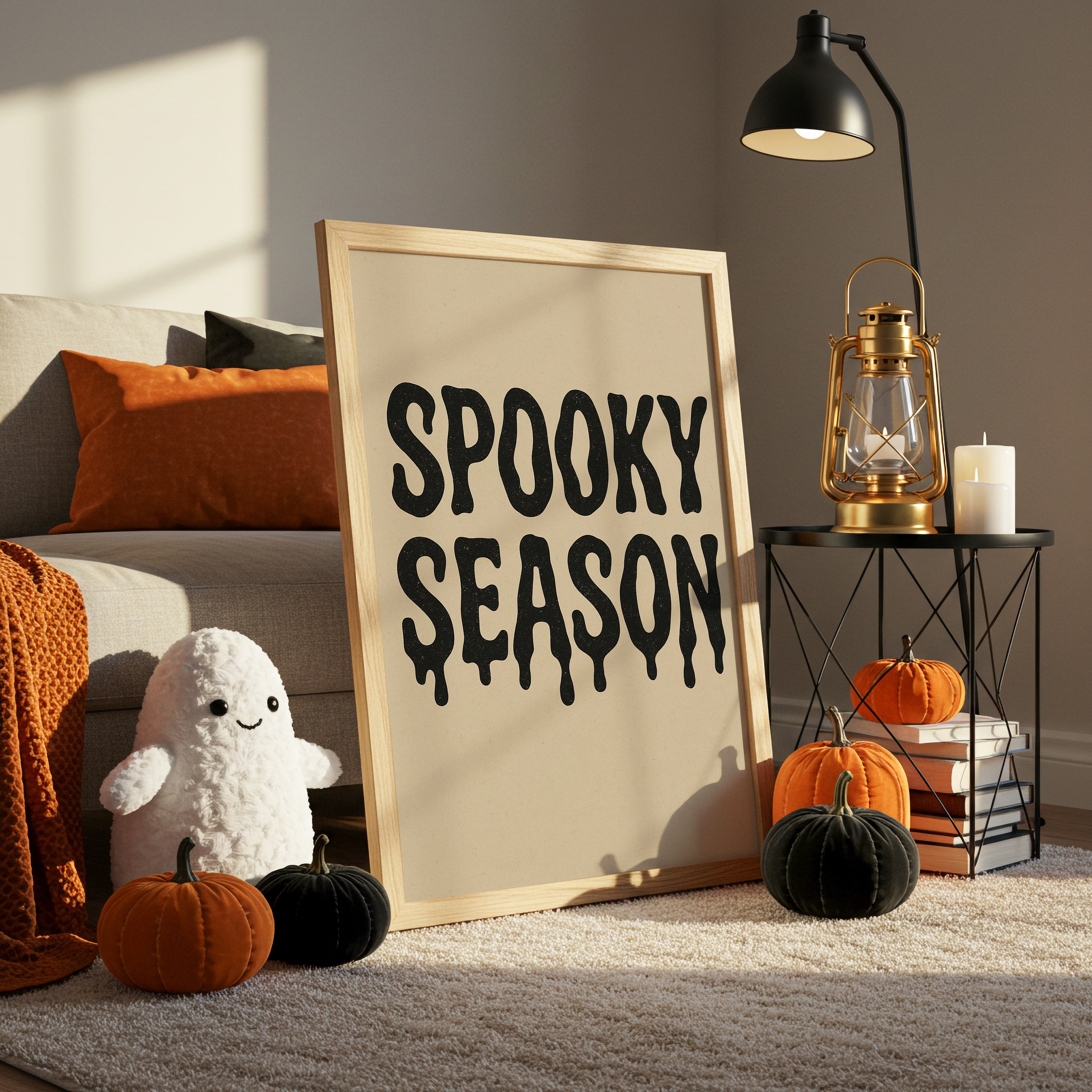 October Calls Through Window Light