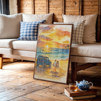 Beachside Memories Under Fire Sky