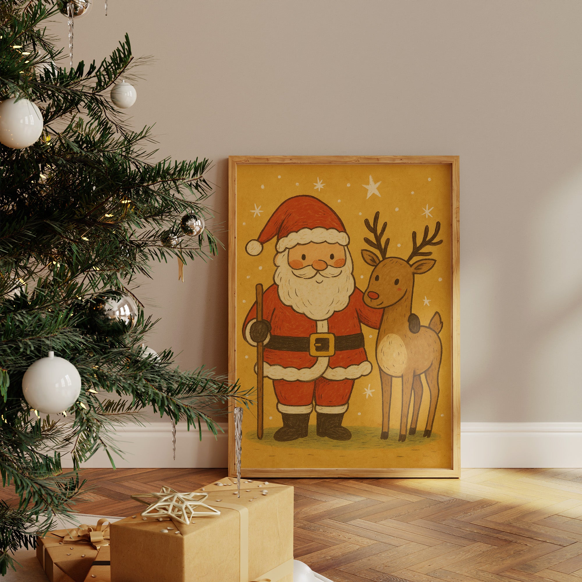 Vintage Holiday Friends Await Morning