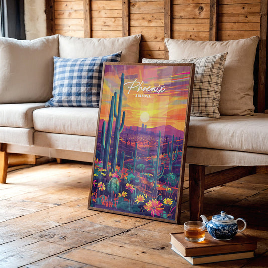 Desert Blooms Under Fiery Skies