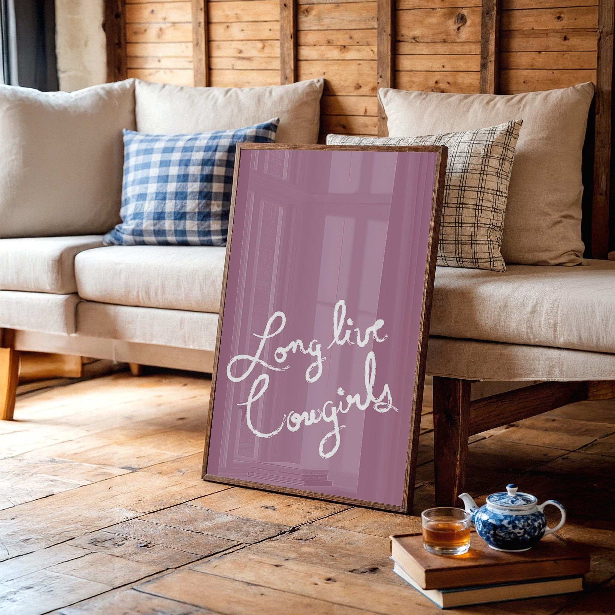 Mauve Canvas With Flowing Words
