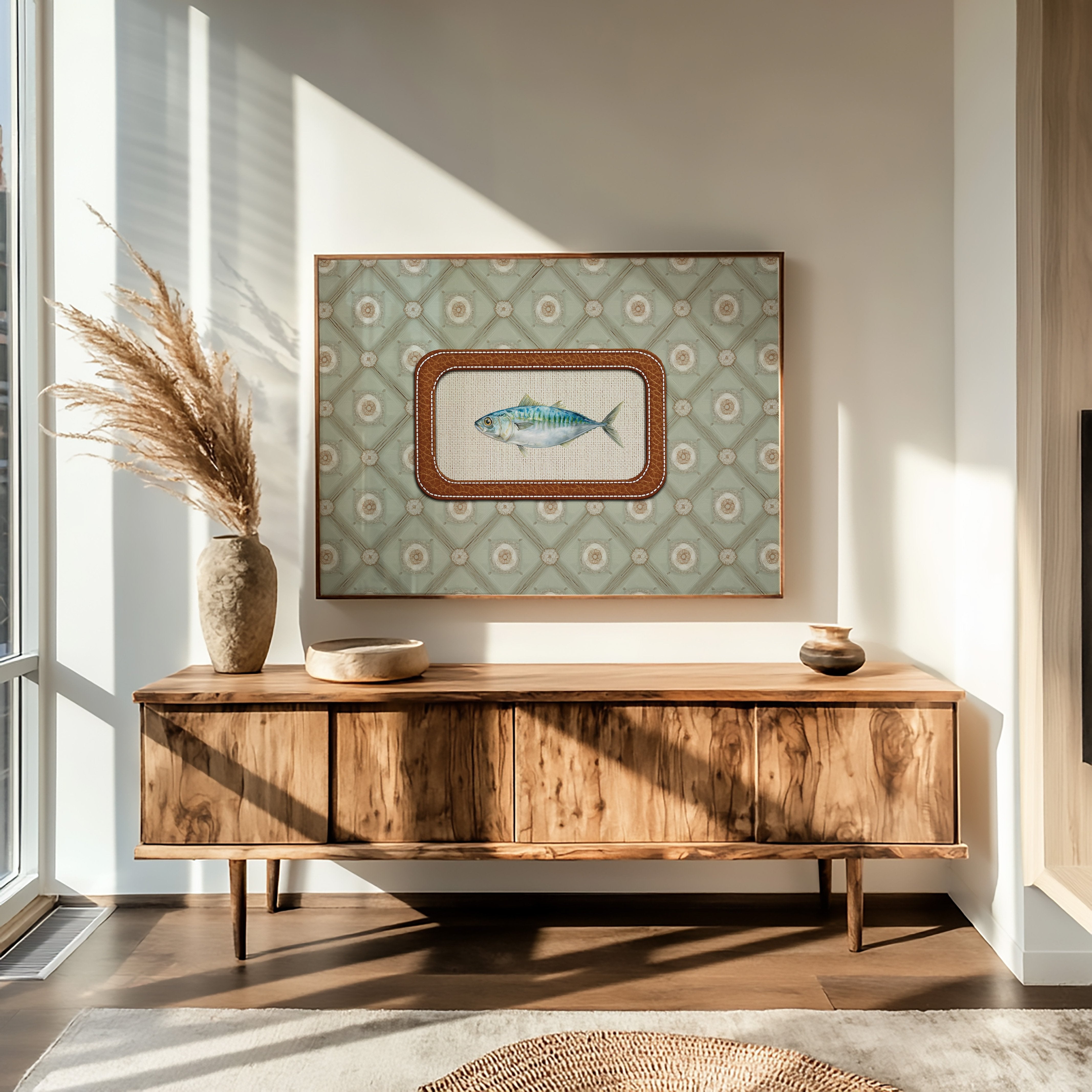 Coastal Memory In Leather Frame