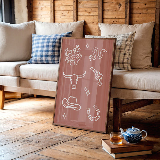 Desert Icons Under Terracotta Sky