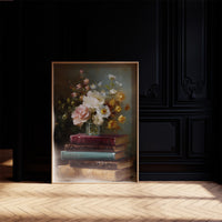 Peonies Rest On Literary Treasures