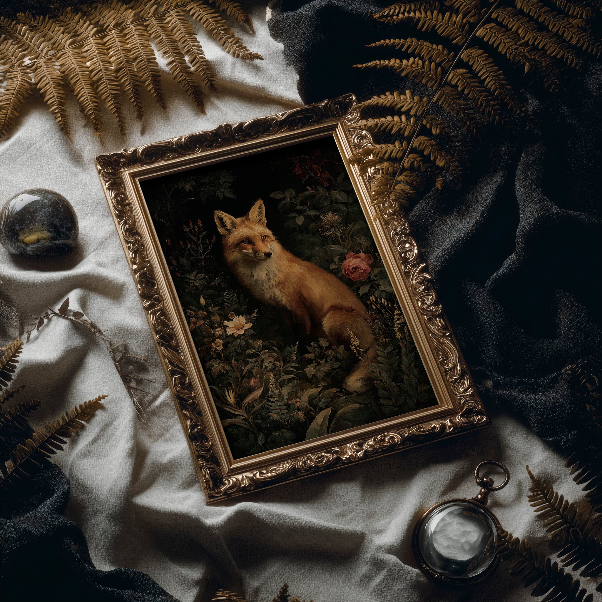 Midnight Rose Among Foxfire Blooms