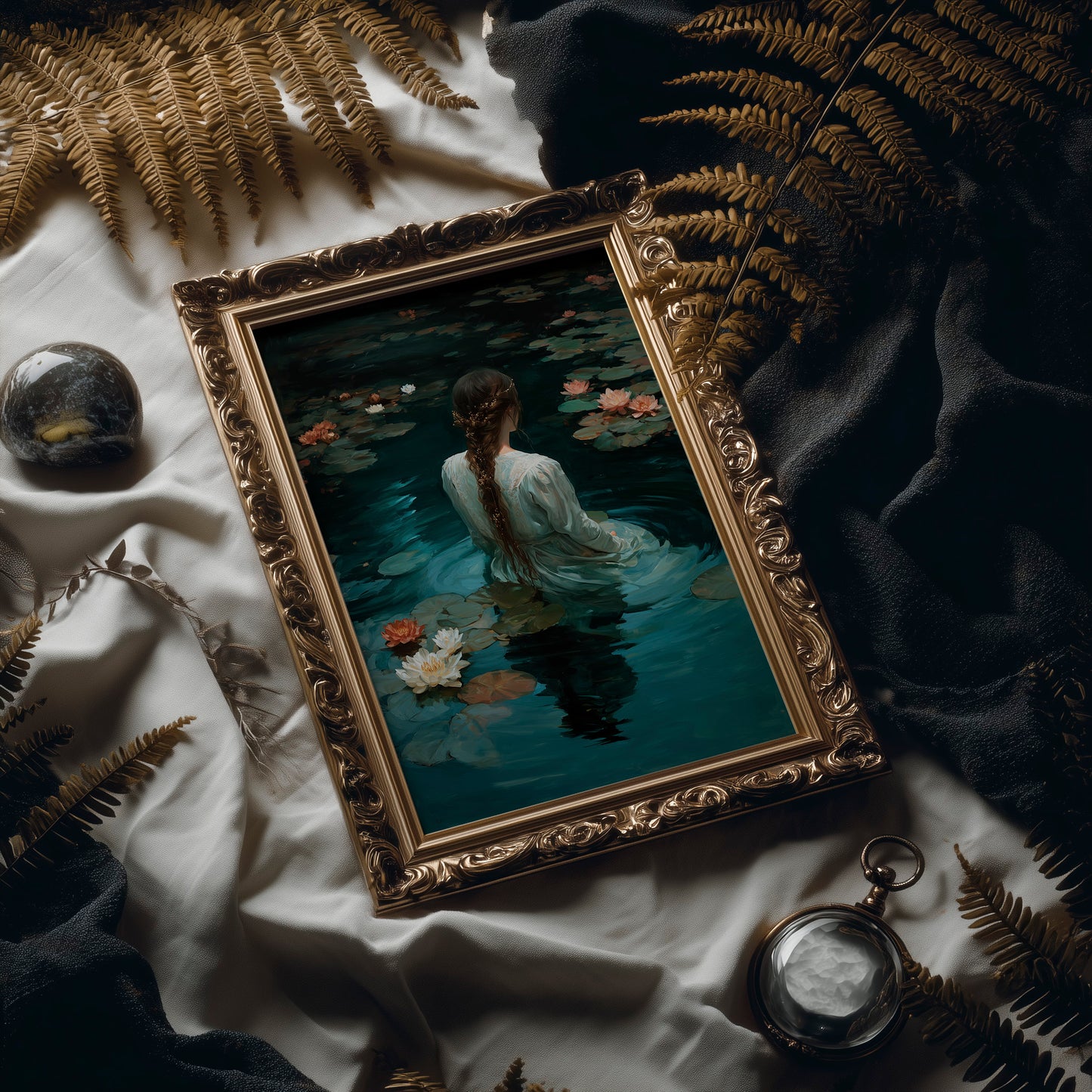 Beneath Lily Pads She Wanders