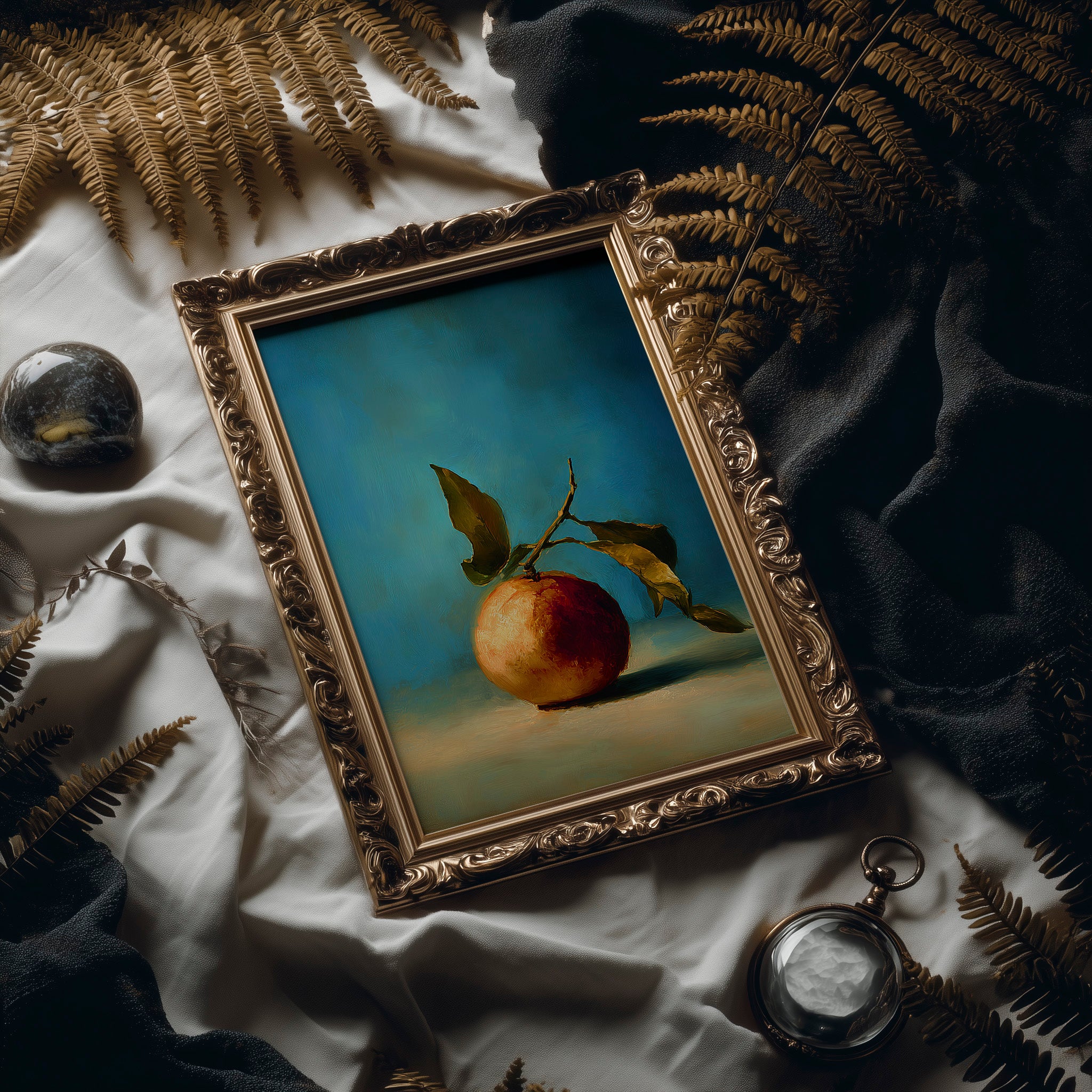 Solitary Peach Against Turquoise Sky