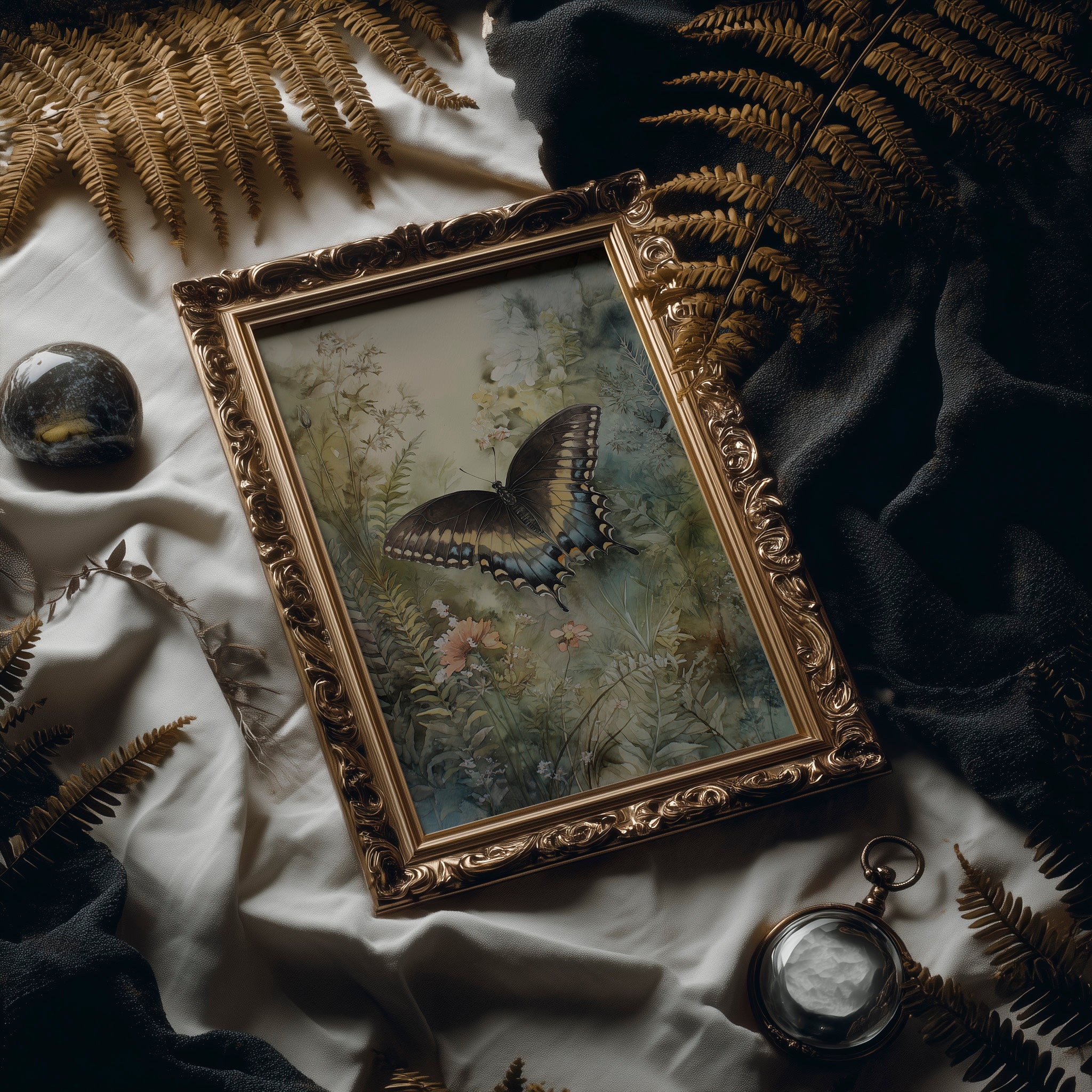 Midnight Wings Among Wild Blooms