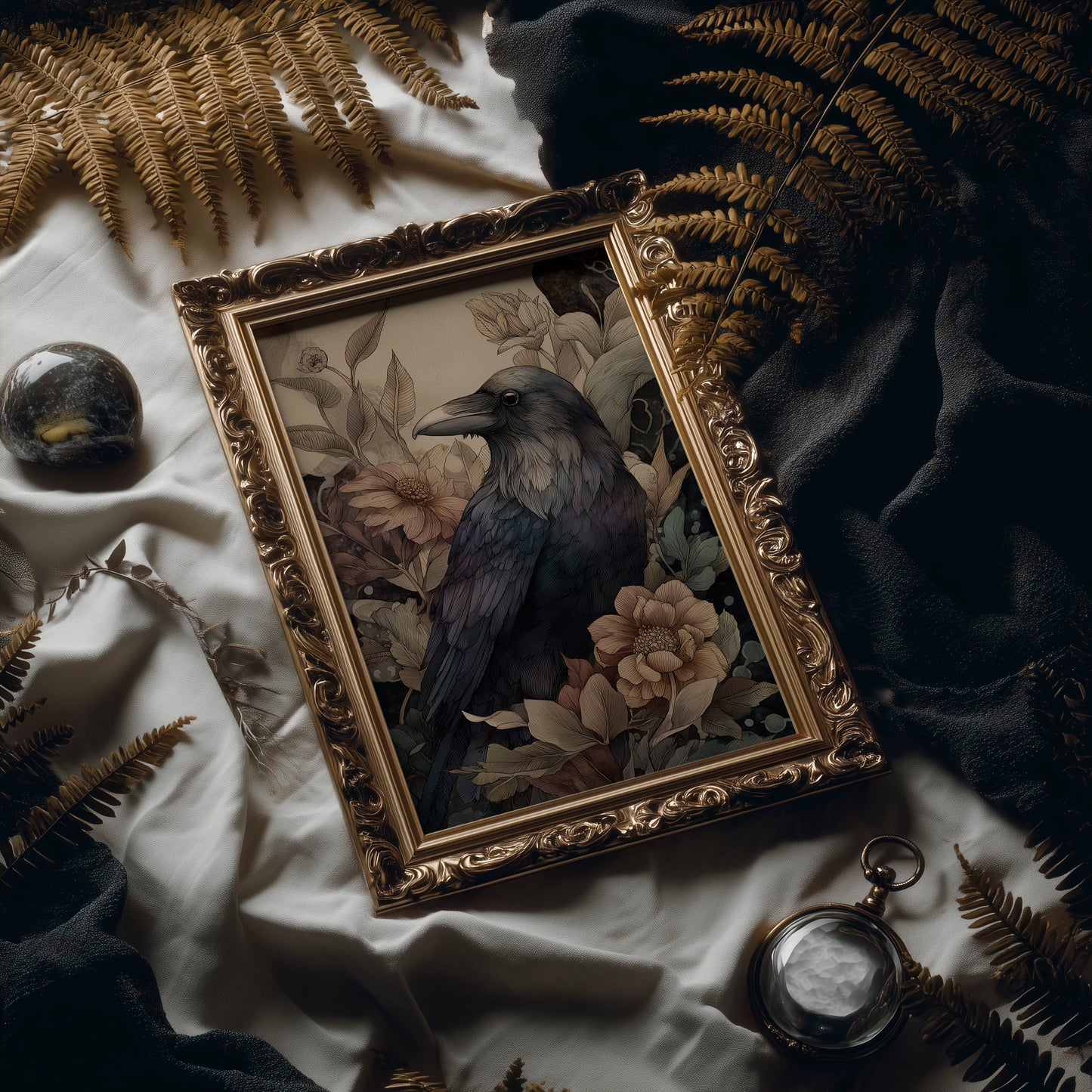 Raven Among Faded Blooms