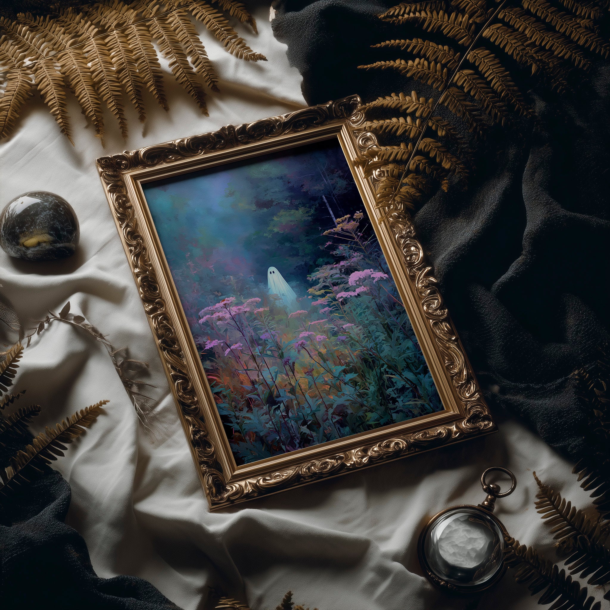 Midnight Bloom Meets Spectral Visitor