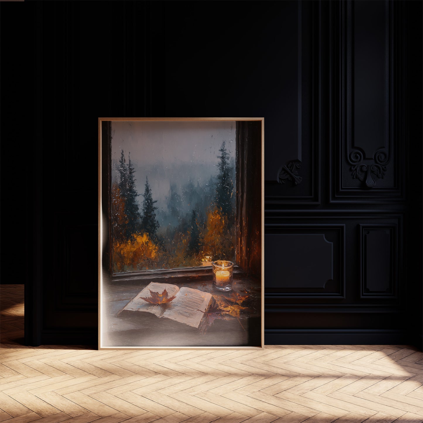 Autumn Pages Against Misty Pines