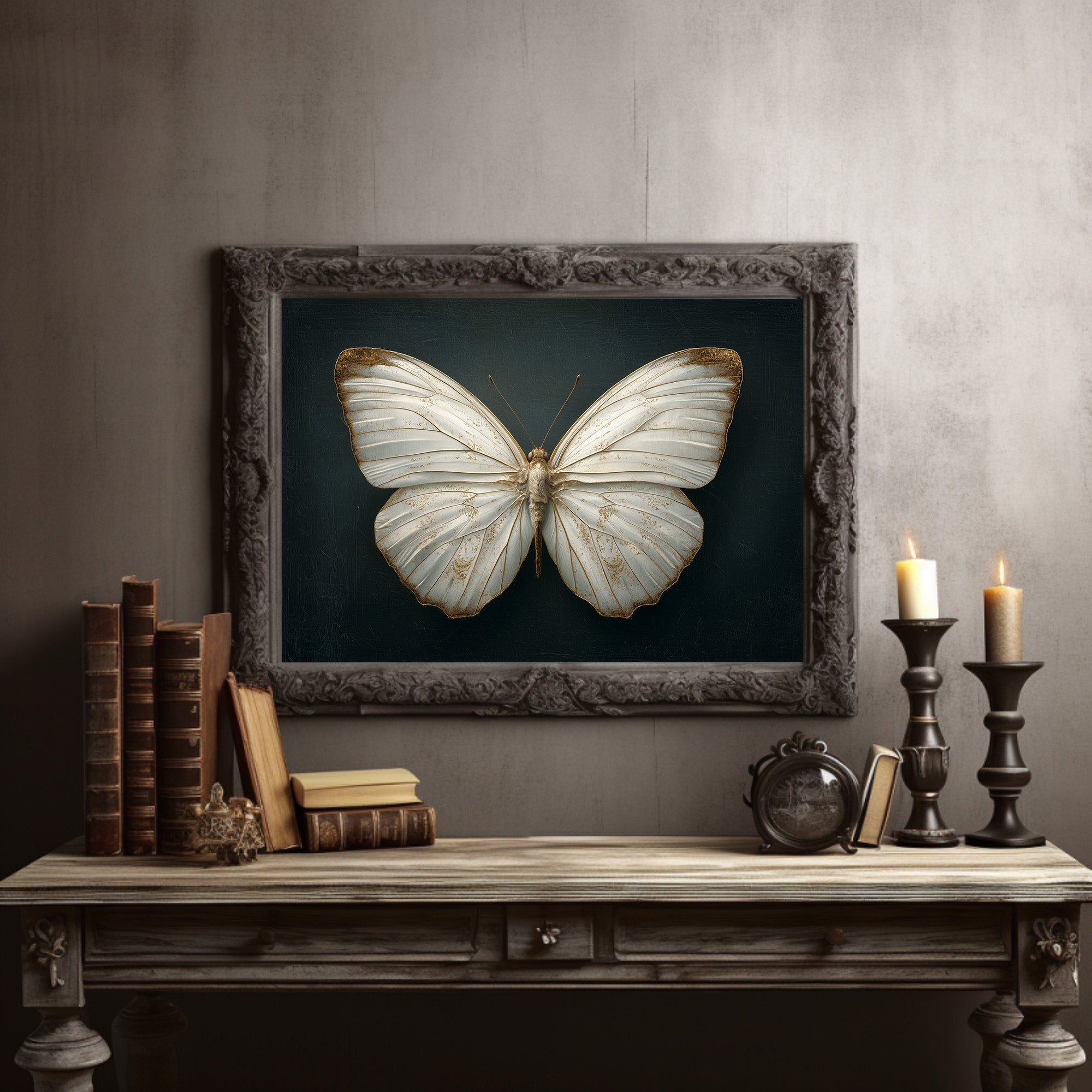 Ivory Wings Against Midnight Blue