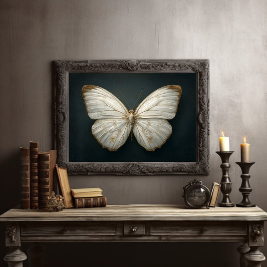 Ivory Wings Against Midnight Blue