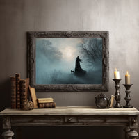Fog Bound Witch Walks Midnight Path