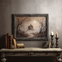 Fogbound Manor Under Moonlight