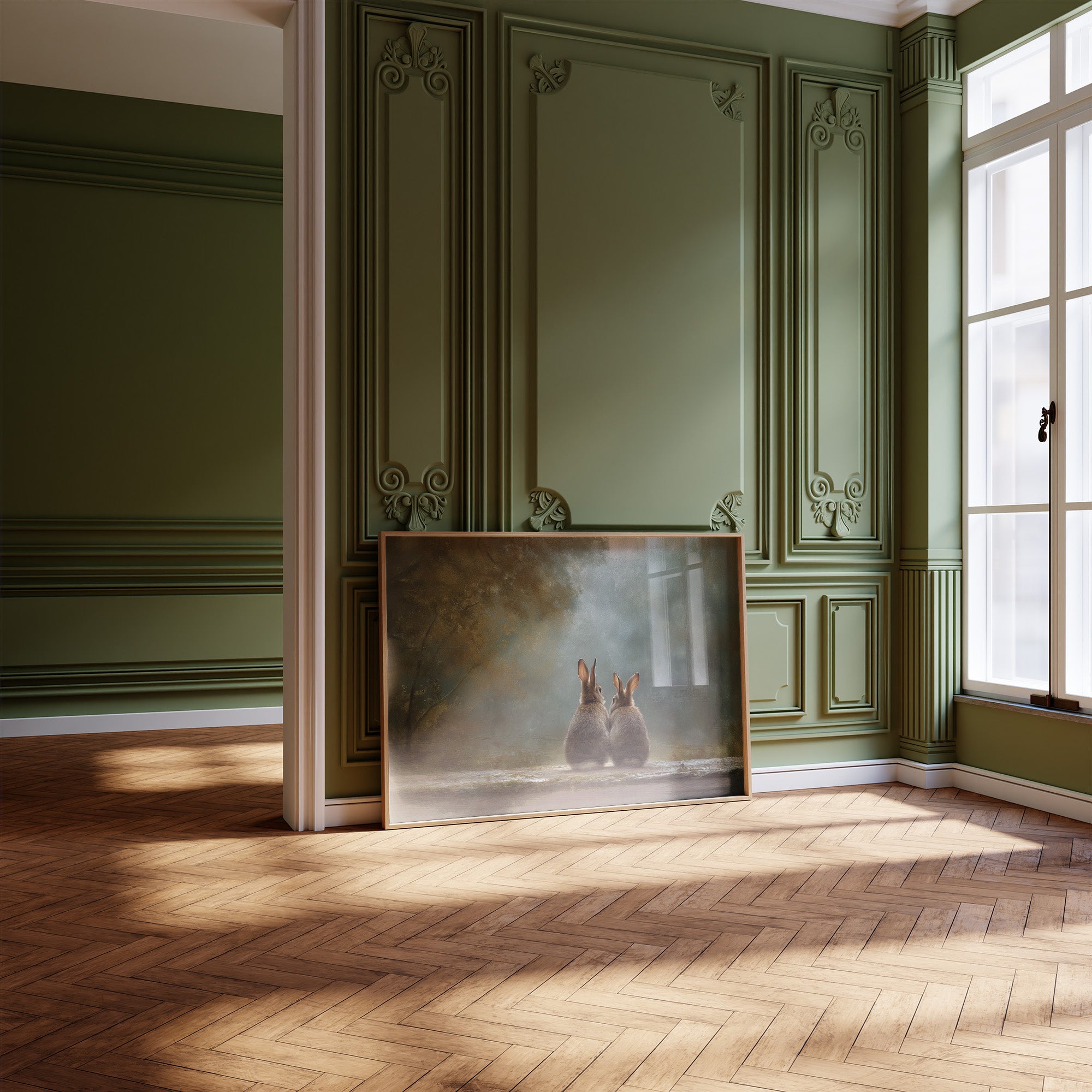 Quiet Companions In Misty Forest