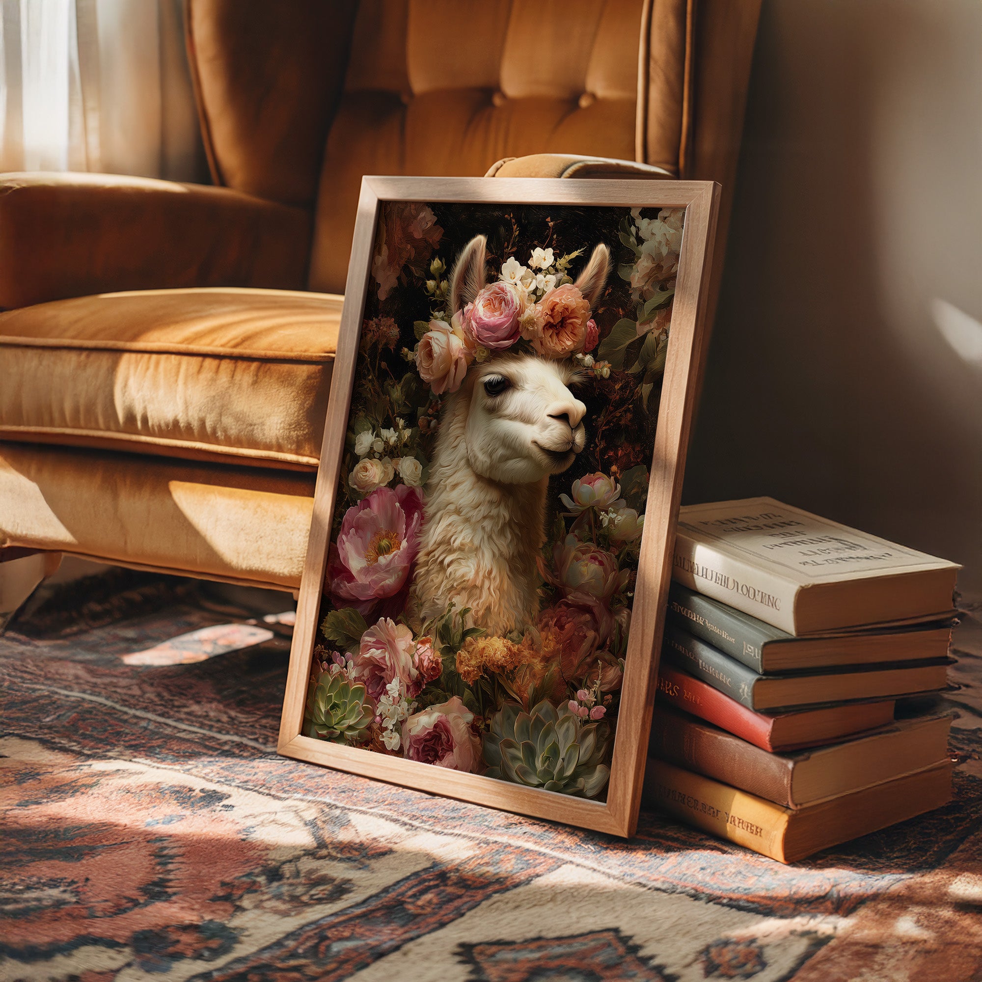 Crowned Llama In Floral Court